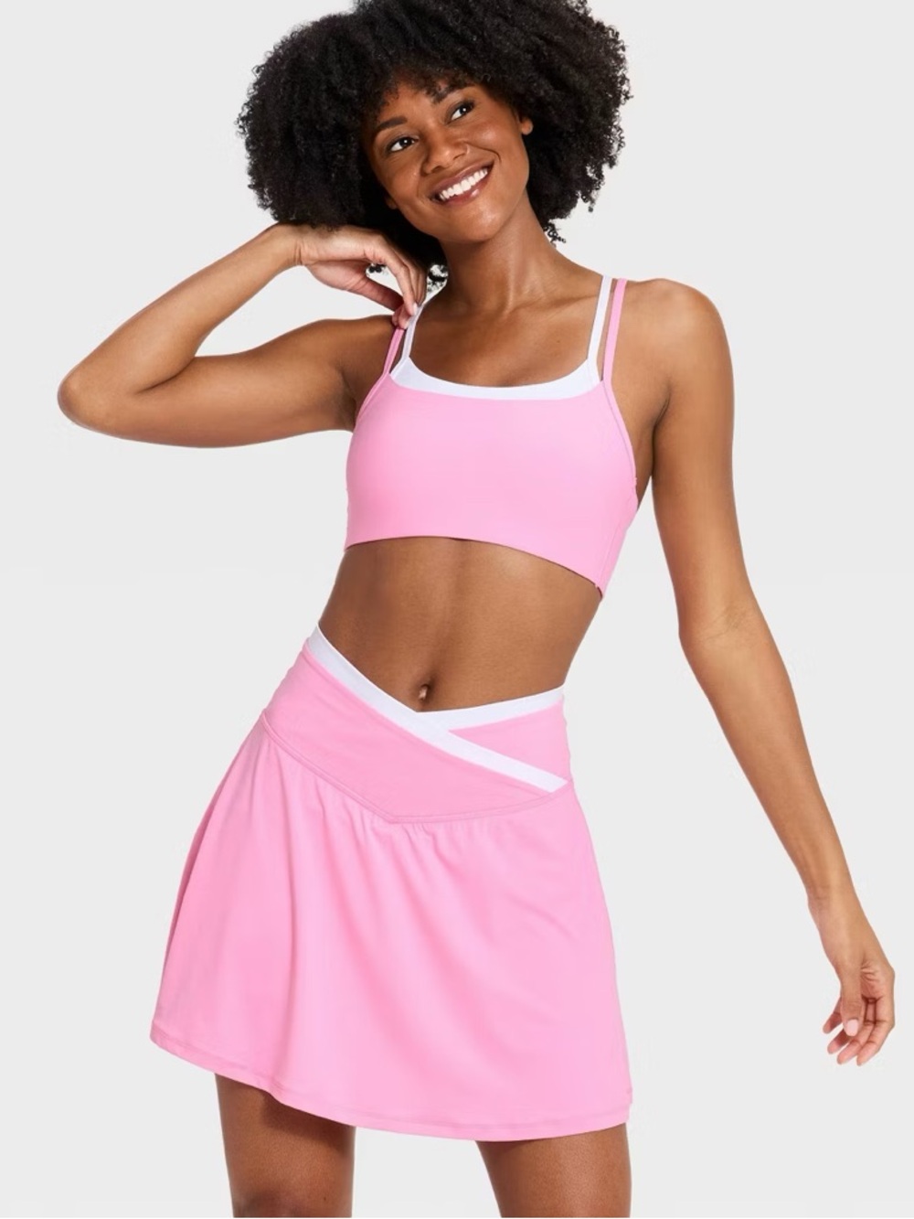 Women's Everyday Soft Mid-Rise Crossover Waistband Skort 14.5" Pink S